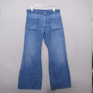 Navdungaree Jeans Men Vintage Bell Bottom Flared Denim Trousers US Navy Pockets‎